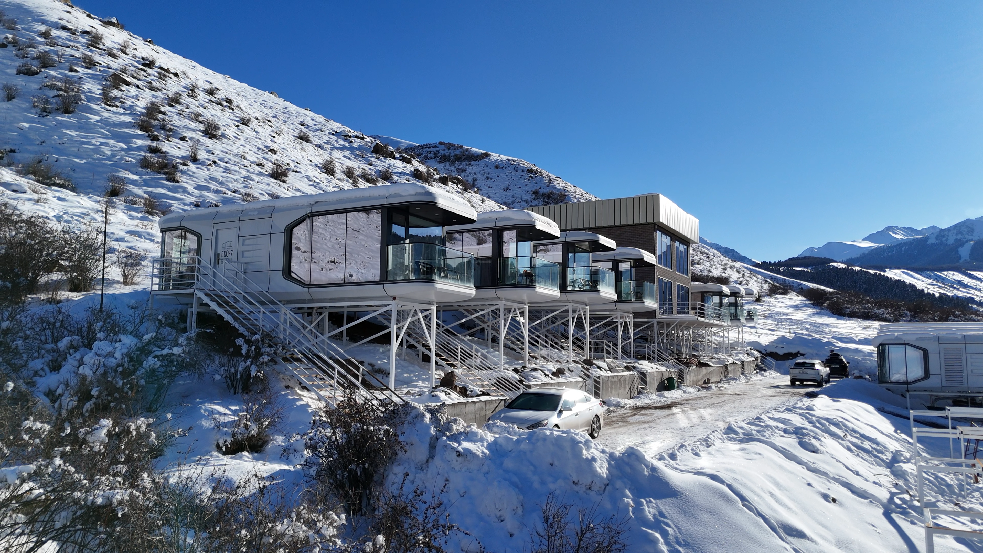 Futuristic Capsule in Mountains